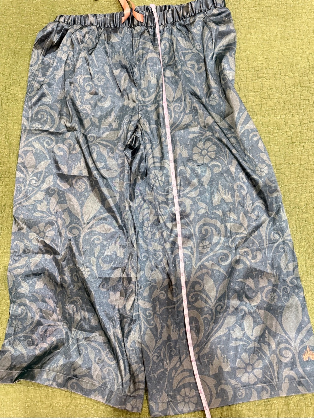 Disney Teal Satin Floral-Print Lounge Pants